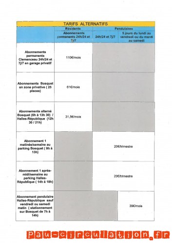 Nouveaux tarifs 2013