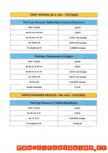 Nouveaux tarifs 2013