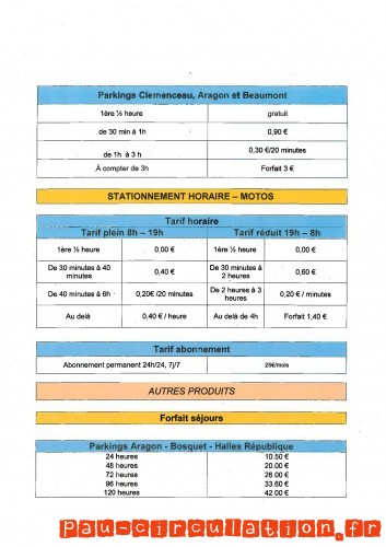 Nouveaux tarifs 2013