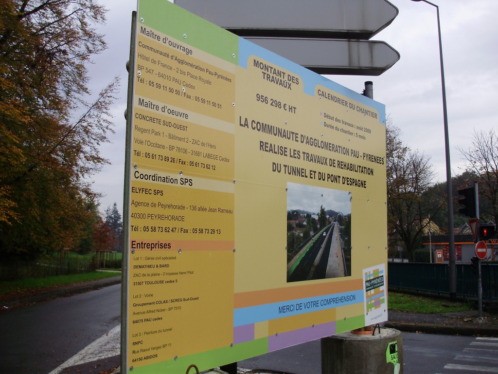 Panneau d'information des travaux de 2009