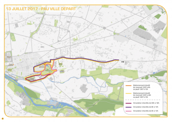 Carte du départ du tour de France Cycliste sur Pau - jeudi 13 Juillet 2017.