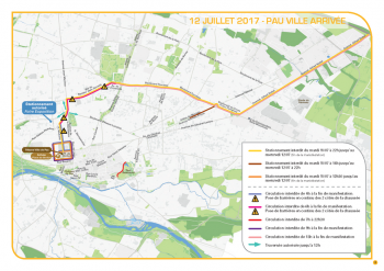 Carte de l'arrivée du tour de France Cycliste sur Pau